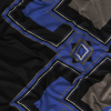 Black, Blue, and Gray Geometric Border Print Stretch Rayon Jersey | Mood Fabrics