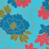 Aqua/Bright Salmon/Cobalt/Gold Floral Print - Detail | Mood Fabrics