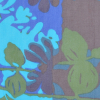 Chocolate and Aqua Border-Print Silk Chiffon - Detail | Mood Fabrics