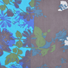 Chocolate and Aqua Border-Print Silk Chiffon | Mood Fabrics