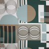 Stone/Off-White/Emerald/Cement Geometric Jersey Prints | Mood Fabrics