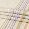 Italian Almond Milk Wool Woven Panel with Multicolored Stripes - Folded | Mood Fabrics