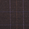 Italian Chocolate, Purple and Marine Plaid Stretch Wool Suiting with Metallic Copper Threads - Detail | Mood Fabrics