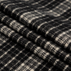Italian Black and Cream Plaid Double Faced Cashmere Coating - Folded | Mood Fabrics