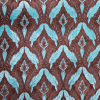 Mocha/Turquoise Damask Chenille | Mood Fabrics
