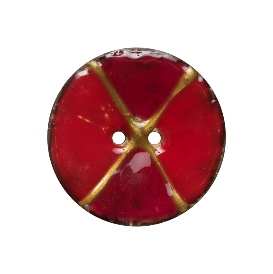 Italian Red Coconut Button - 40L/25mm | Mood Fabrics