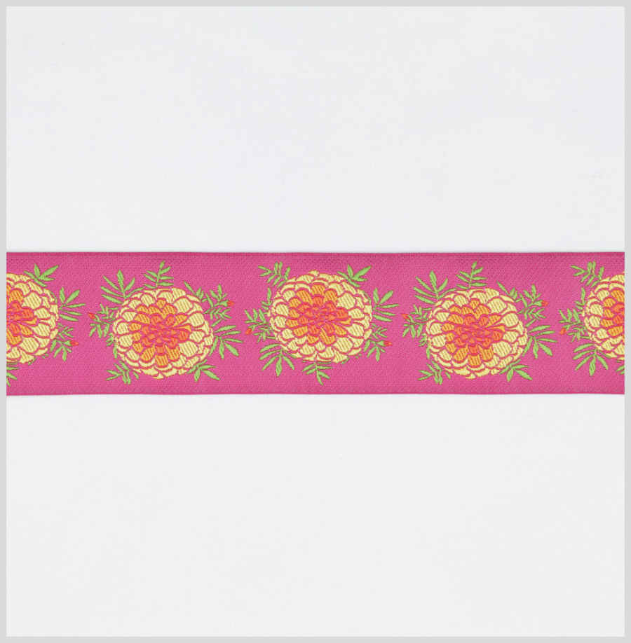 Marigold Pink French Jacquard Ribbon | Mood Fabrics